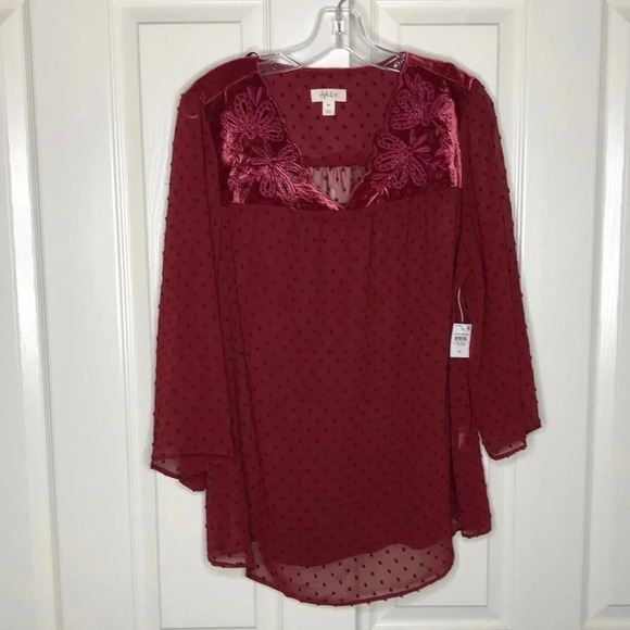 Style & Co. Tops - STYLE & Co. Swiss Dot Blouse With Cami